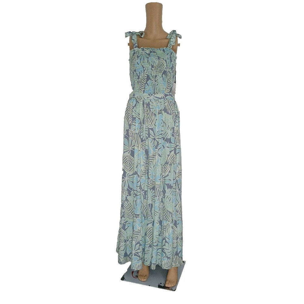 NWT Floral Maxi Dress Tube Smock Top Open Sides Beachy Boho Women's Size Large - Picture 7 of 13